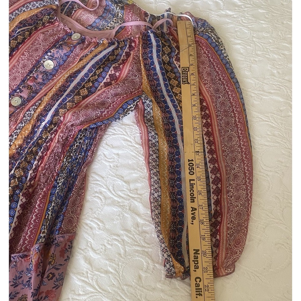 ANTHROPOLOGIE Fig & Flower Sheer Floral Maxi Dress Boho Patchwork Tiered XL - Picture 9 of 11